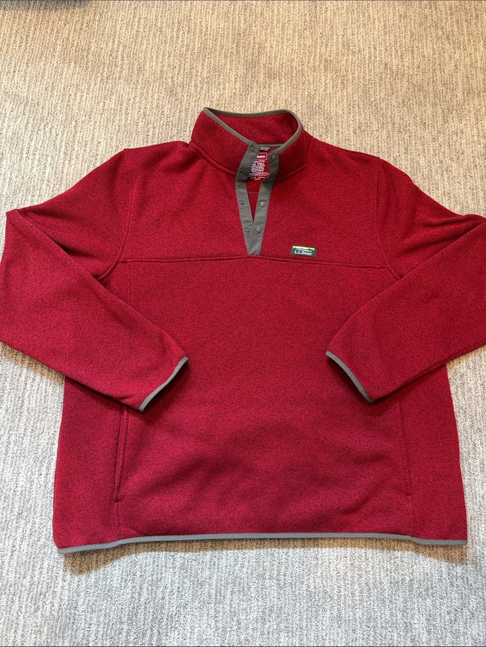 L.L. Bean Crimson Red Quarter-Snap Fleece Pullover - xxl tall
